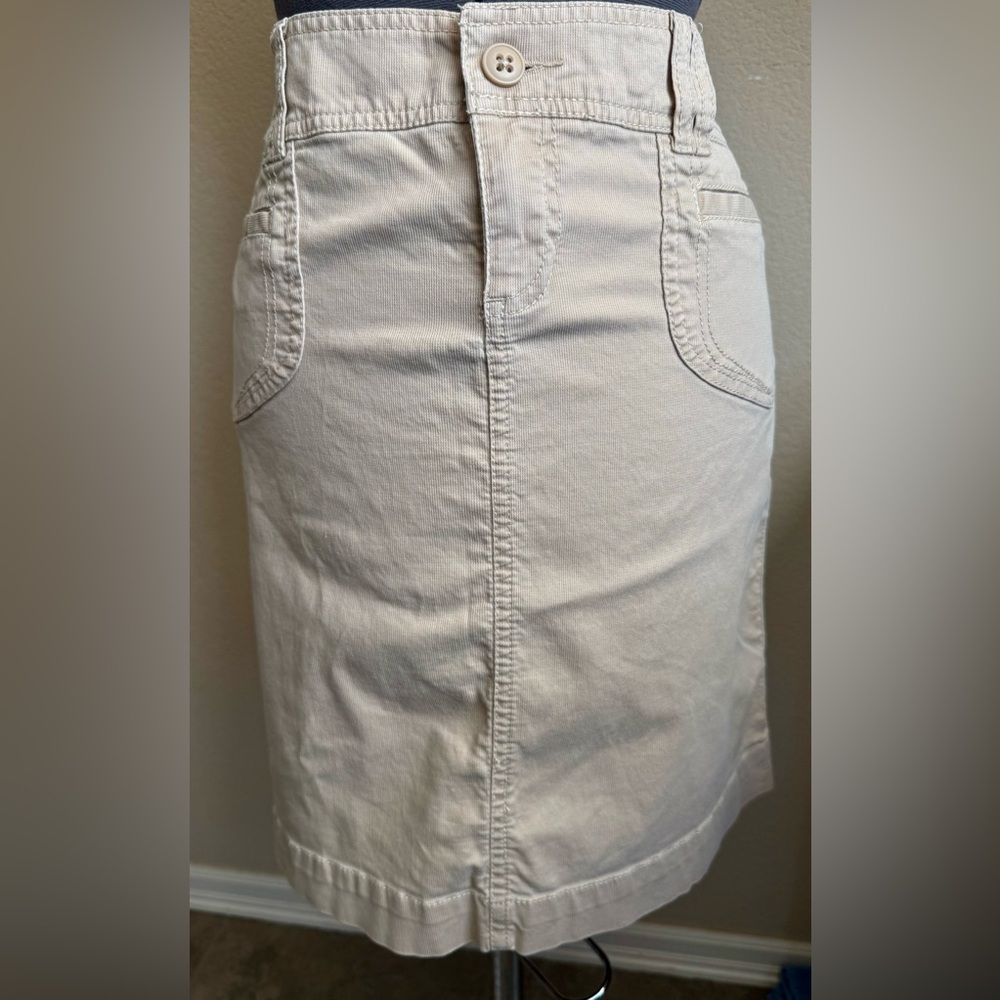 Vintage Y2K Old Navy Tan Khaki Corduroy Pencil Mini Skirt 2